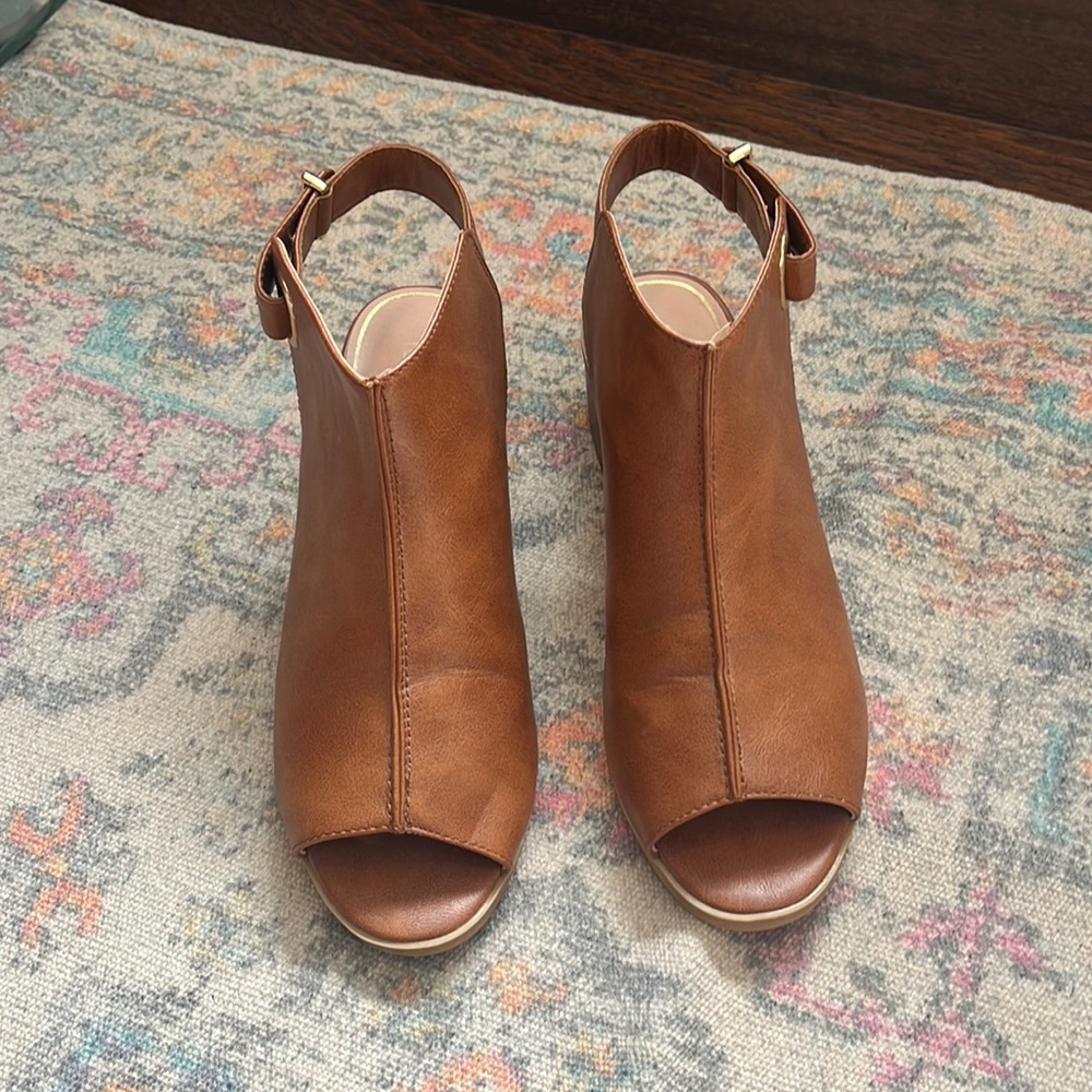 Topshop brown sling back bootie size 38 (7.5)